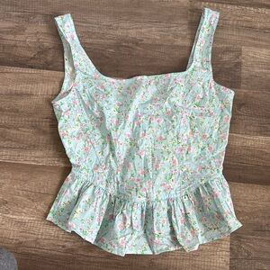 Elodie Blue Floral Peplum Blouse size small